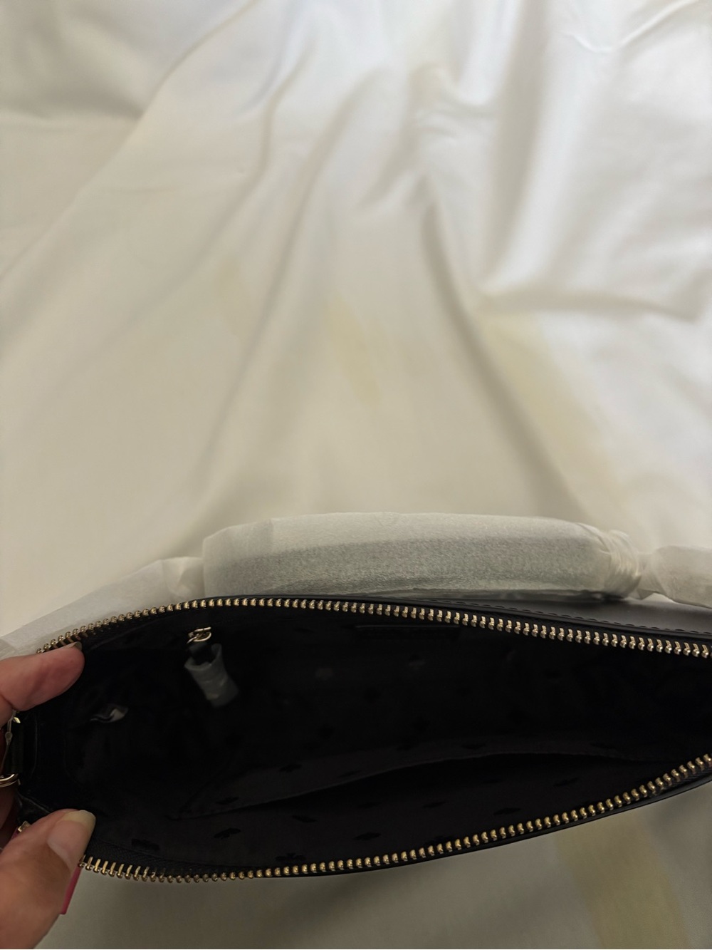 kate spade Black Leather Crossbody with Gold Logo Zip - Picture 2 of 5